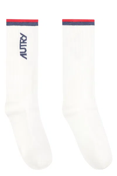 Autry Logo Cotton Blend Socks In White