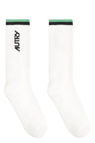 Autry Logo Cotton Blend Socks In White