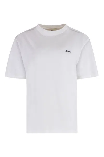 Autry Logo Crew Neck Cotton T-shirt In White