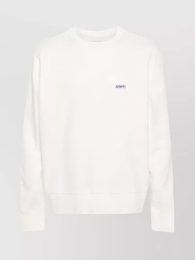 Autry Logo Crewneck Sweatshirt With Ribbed Finish In White