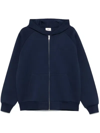 Autry Logo-debossed Hoodie In Neoprene Blue