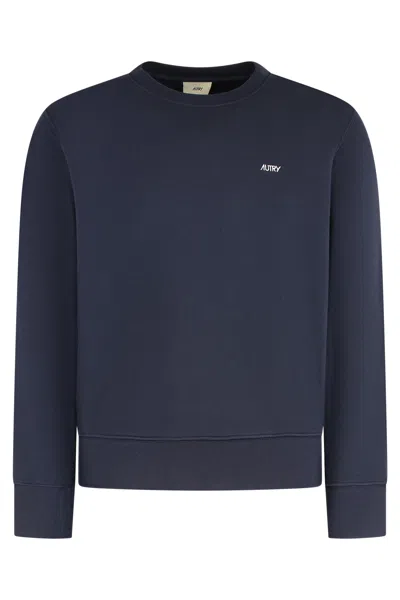 Autry Logo Detail Cotton Sweatshirt In Blue