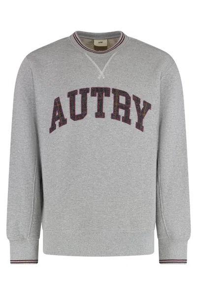 Autry Logo Detail Cotton Sweatshirt In Grey