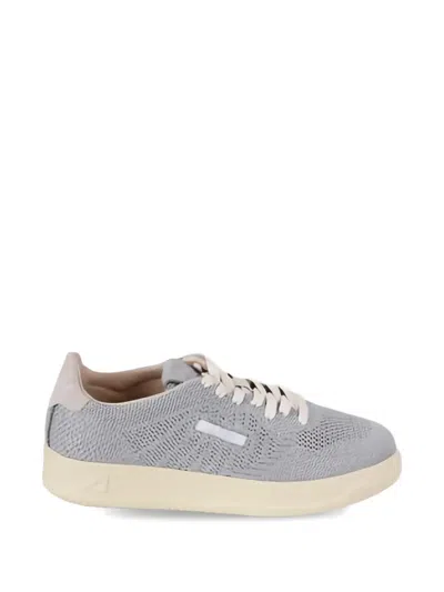 Autry Easyknit Suede-trimmed Metallic Knitted Sneakers In Gray