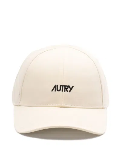 Autry White Baseball Hat With Black Logo In Beige