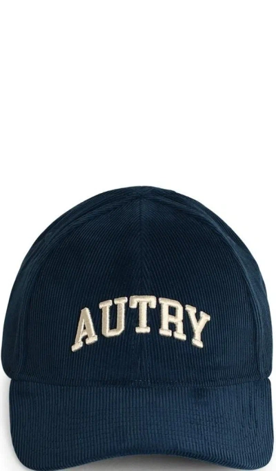 Autry Blue Corduroy Baseball Cap With Embroidery