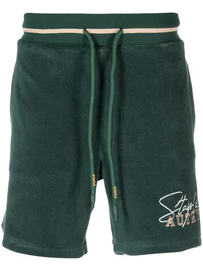 Autry Logo-embroidered Cotton-blend Track Shorts In Green