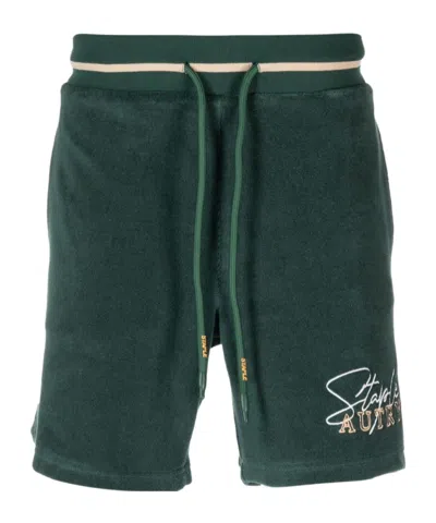 AUTRY LOGO-EMBROIDERED COTTON-BLEND TRACK SHORTS