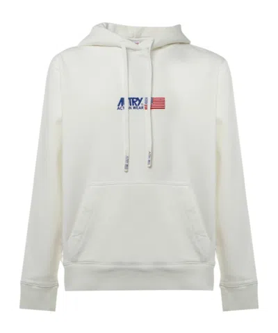 Autry Logo-embroidered Cotton Hoodie In White
