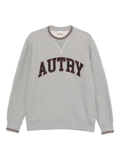 Autry Cotton Sweatshirt With Bold Logo Lettering In Gray