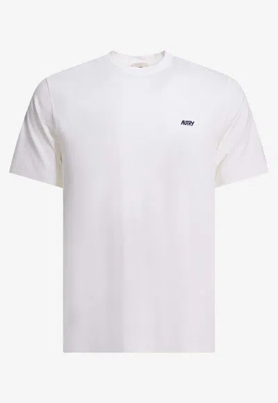 Autry Logo Embroidered Crewneck T-shirt In Neutral