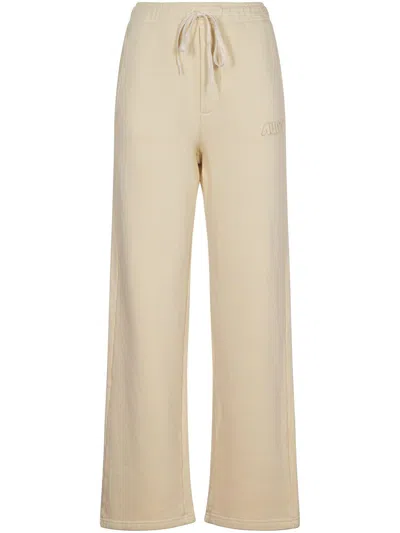 Autry Logo-embroidered Drawstring Track Pants In Beige