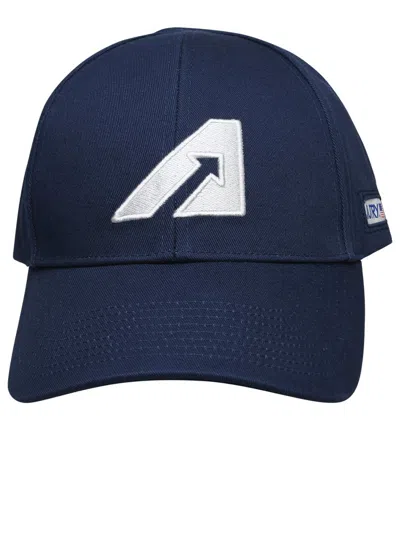 Autry Logo Embroidered Gabardine Baseball Cap In Navy