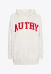 Autry Cotton Hoodie Sweatshirt With Logo In Gray