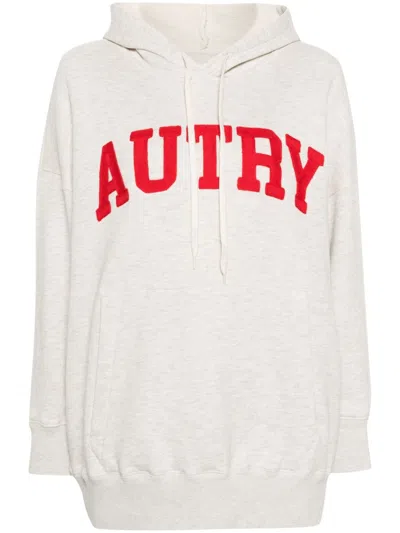 Autry Logo-embroidered Mélange Hoodie In Melange