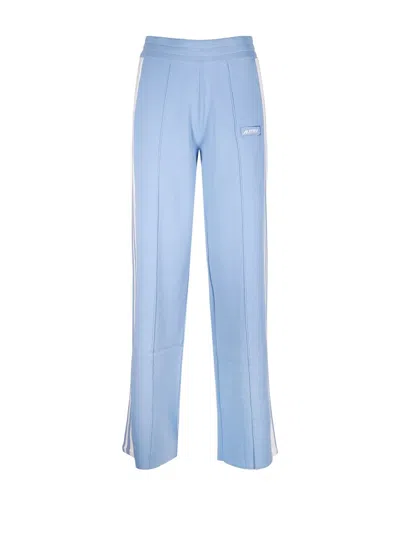 Autry Logo Embroidered Stripped Knitted Track Trousers In Blue