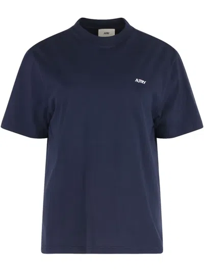 Autry Cotton Crew-neck T-shirt In Blue