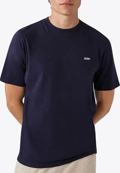 Autry Logo Embroidered T-shirt In Blue
