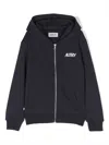 Autry Logo-embroidered Zipped-up Hoodie In Blue