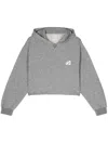Autry Logo-flocked Cropped Hoodie In 灰色