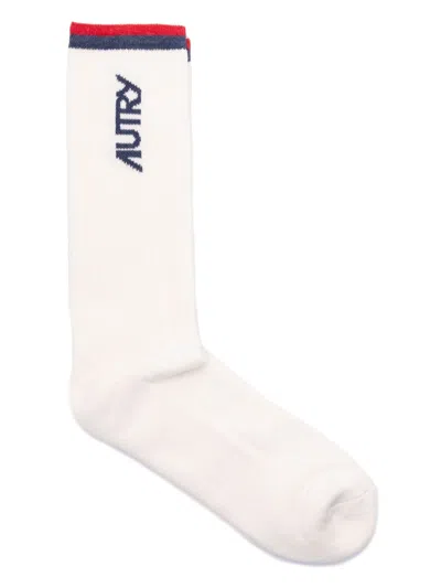 Autry Logo-intarsia Socks In White