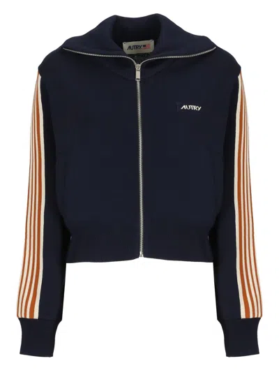 AUTRY LOGO INTARSIA ZIP-UP JACKET