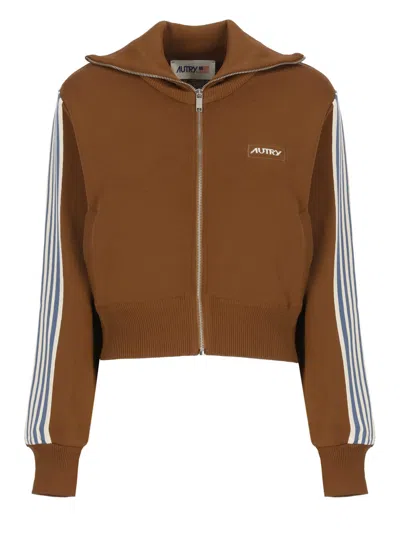 AUTRY LOGO INTARSIA ZIP-UP JACKET
