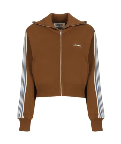 AUTRY AUTRY LOGO INTARSIA ZIP-UP JACKET