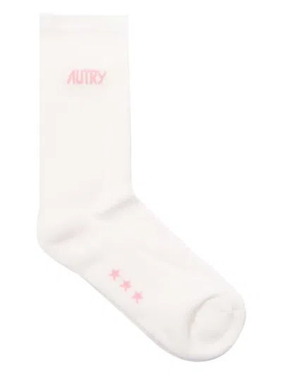 Autry Logo-jacquard Socks In White