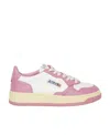 Autry Medalist Frayed-trim Leather Sneakers In Pink