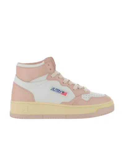 Autry Two-tone Leather High-top Sneakers In Nude