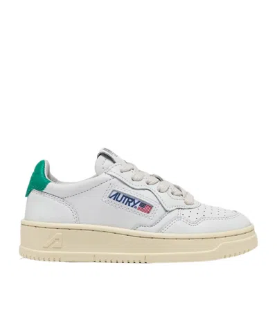Autry Kids' Logo-patch Leather Sneakers In White