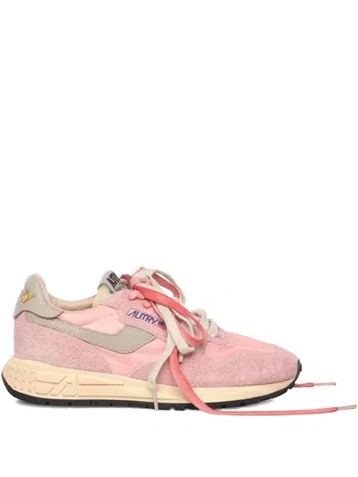 Autry Reelwind Super Vintage Sneakers In Pink Nylon And Suede Women