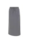 Autry Logo Patch Straight Hem Midi Skirt In Stone
