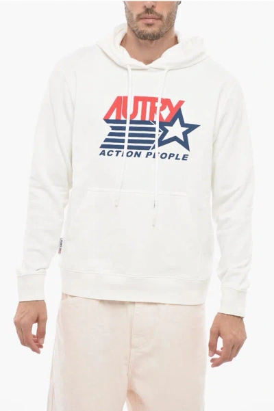 Autry Logo Print Brushed Cotton Hoodie