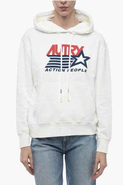 AUTRY LOGO PRINT BRUSHED COTTON HOODIE