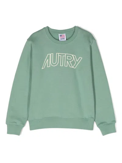 Autry Kids' Logo-print Cotton Jumper In Green