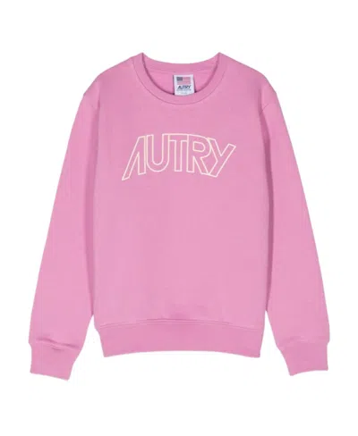 Autry Logo-print Cotton Sweatshirt In Pink