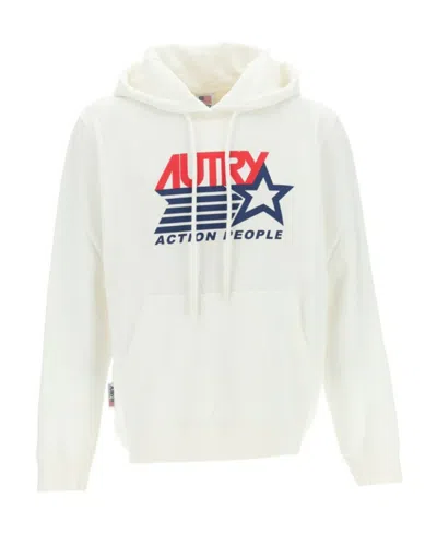 Autry Logo-print Drawstring Hoodie In White