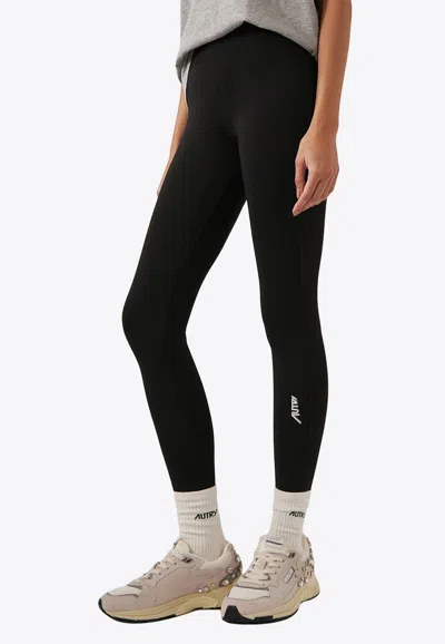 Autry Logo Print Leggings In Black