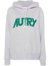 Autry Logo-print Mélange Hoodie In Grey
