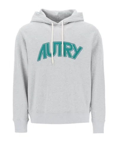 Autry Hoodie With Maxi Logo Print In Grey