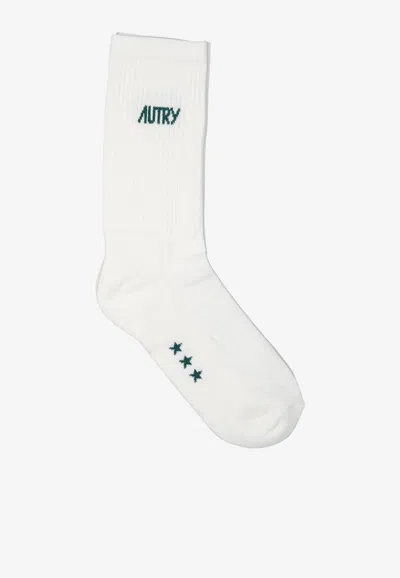 Autry Logo Print Ribbed Socks