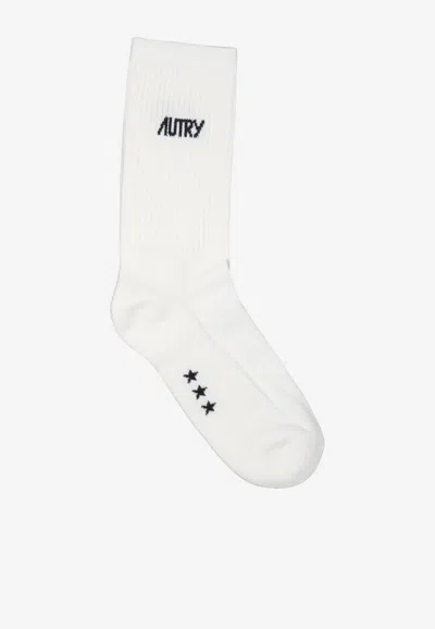 AUTRY LOGO PRINT RIBBED SOCKS