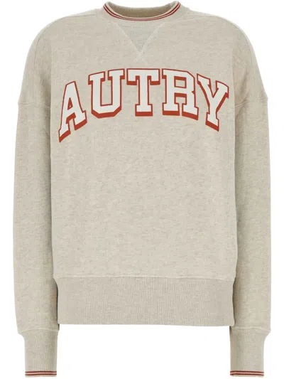 Autry Melange Light Grey Cotton Main Wom Sweatshirt In Neutral