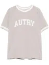Autry Crew Neck Logo-print T-shirt With Stripe Trim In Cotton Foam