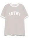 Autry Crew Neck Logo-print T-shirt With Stripe Trim In Grey