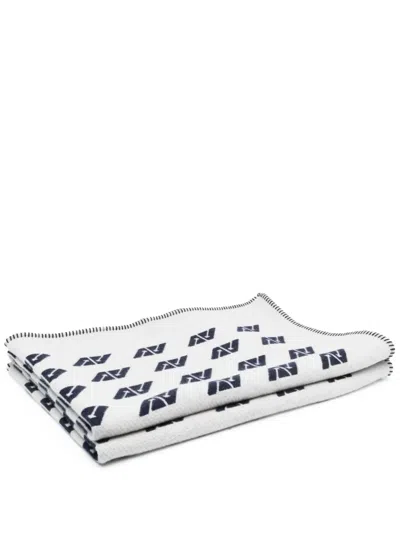 Autry Logo-print Wool-blend Throw In White