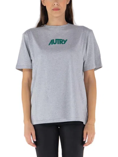 Autry Logo Printed Crewneck T-shirt In Gray