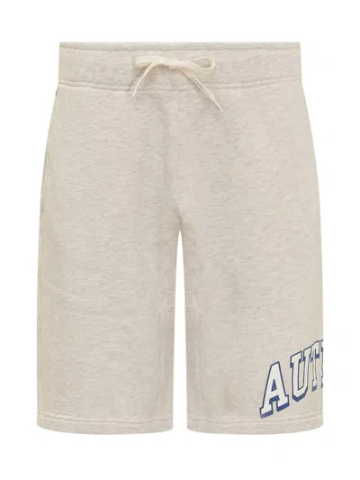 Autry Logo Printed Drawstring Shorts In Grey